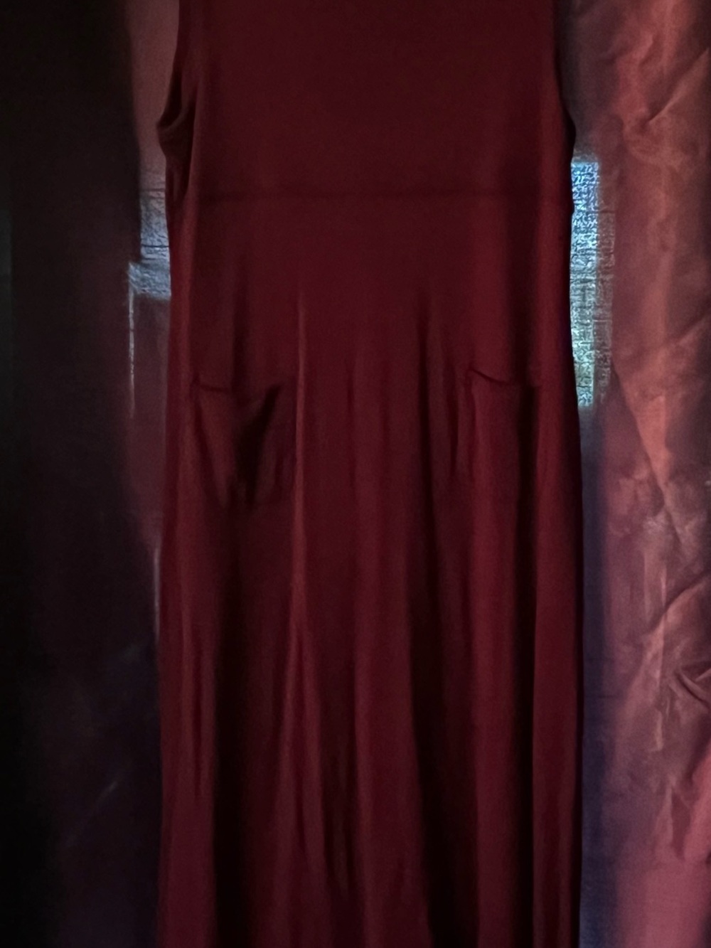 Kathie Lee Collection Burgundy Sleeveless Maxi Dress with Pockets